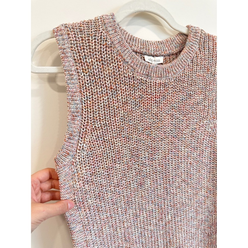 Ella Moss Womens Marl Knit Sleeveless Vest Top Multicolor Pink Blue Medium NEW